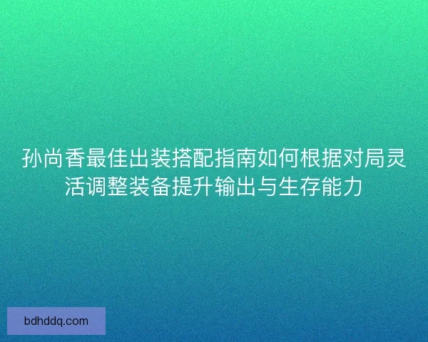孙尚香最佳出装搭配指南如何根据对局灵活调整装备提升输出与生存能力